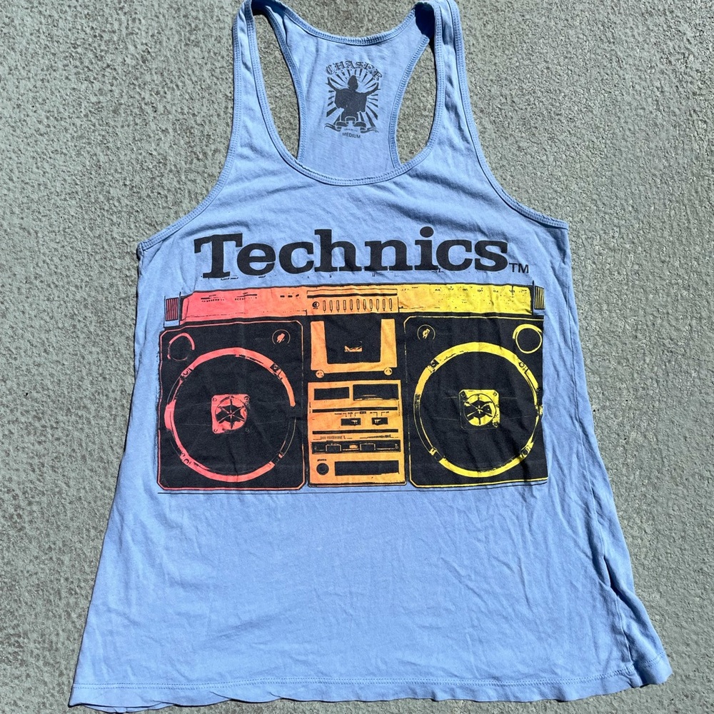Technics turntable boom box racer back tank top